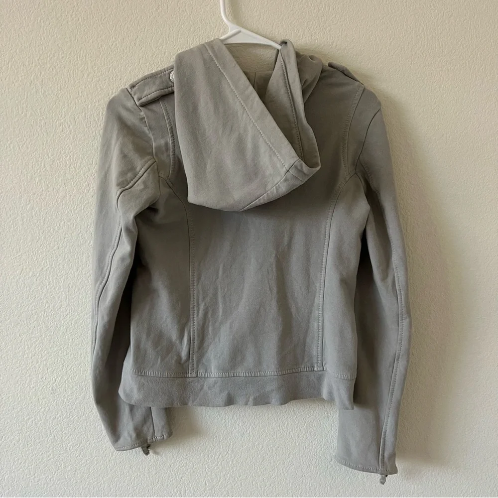 True Religion Girls Light Gray Biker Moto Style Hoodie Jacket SZ XL